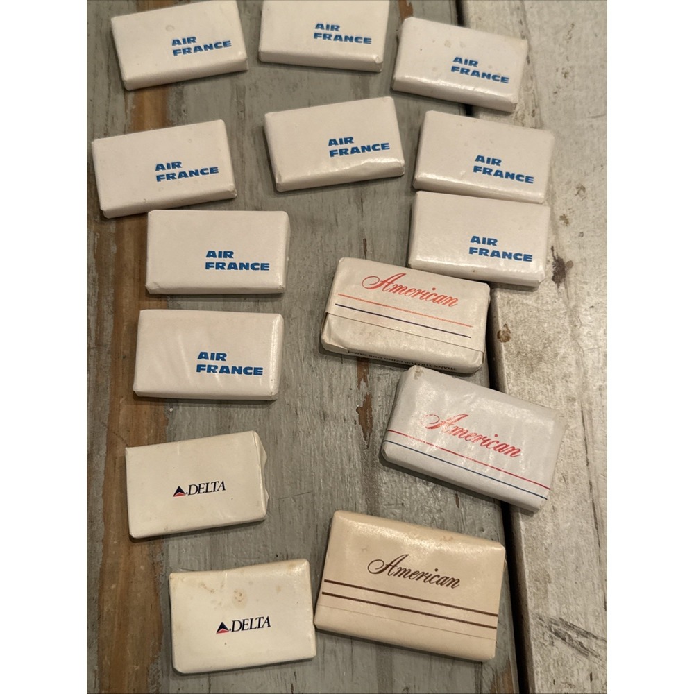 Lot 14 VTG Airlines Travel Size Soaps Different Sizes AMERICAN Delta Air France